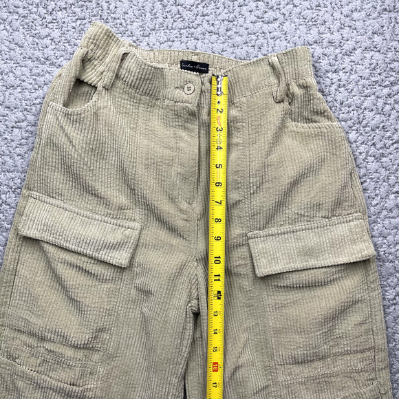 Hunter & Brown Corduroy Pants Womens M Brown Wide Leg Baggy Cargo Retro - Picture 12 of 13